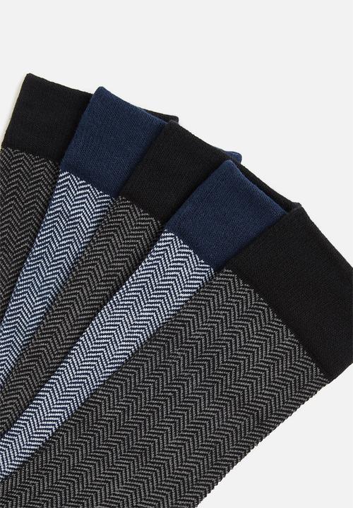 Brave Soul - Doolin 5 pack socks - navy & black