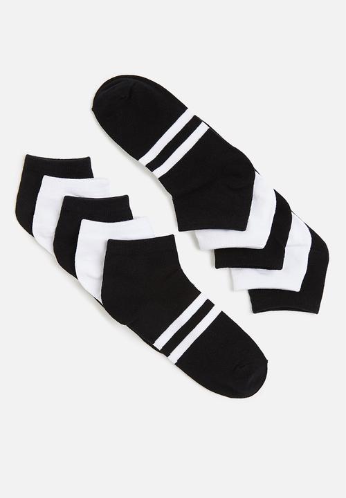 Brave Soul - Runner 5 pack socks - black & white
