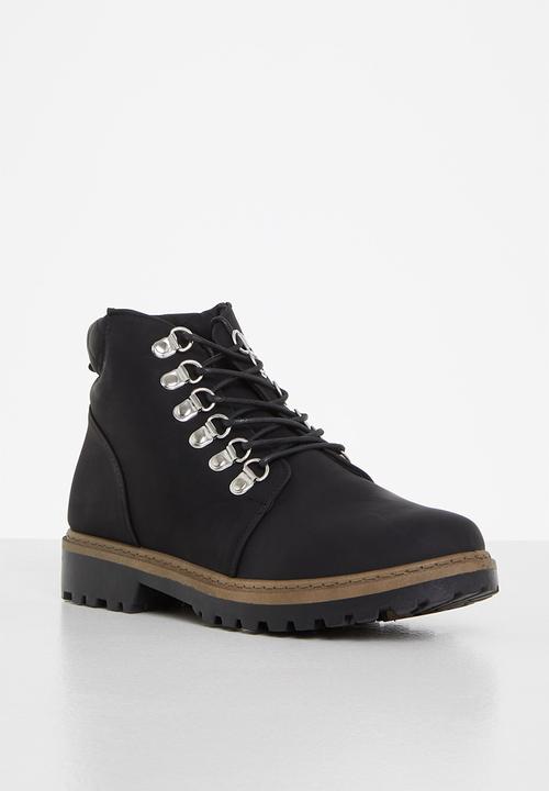 Seduction - Lace up hiking bootie - black