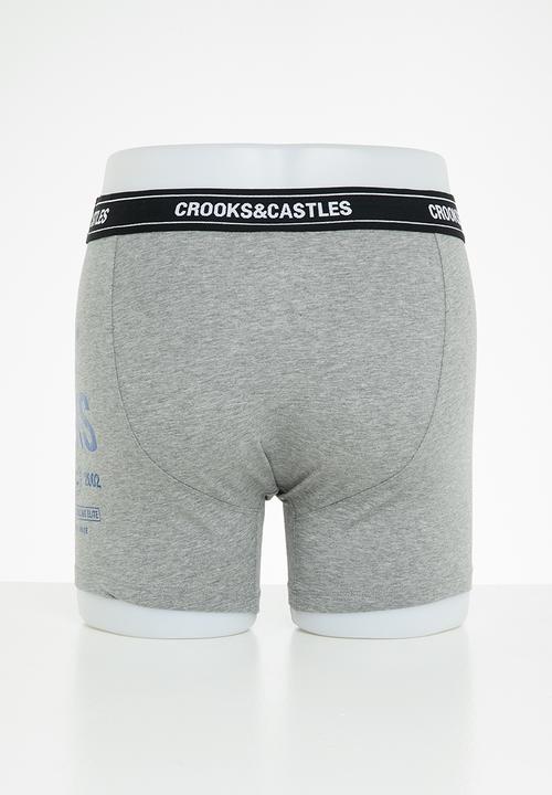 Crooks & Castle - 2-pack hoods boxers - grey & black 