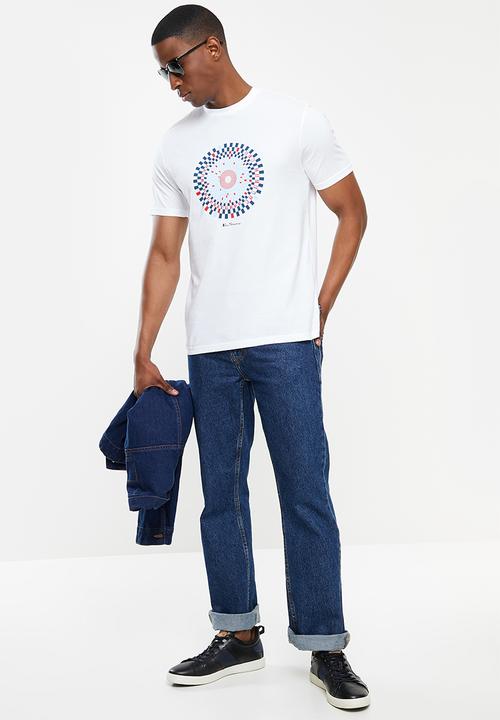 Ben Sherman - Ska check short sleeve target tee - white