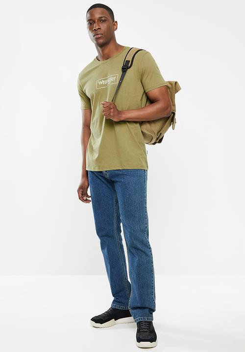 Wrangler - Box logo tee - dusty green