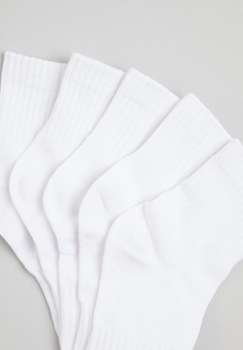Brave Soul - Track 5 pack socks - white