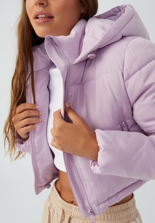 Cotton On - The recycled cropped mother puffer - pink orchid