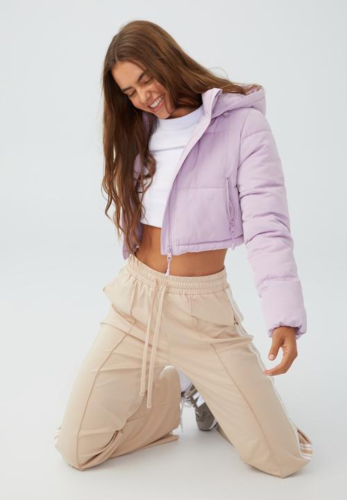 Cotton On - The recycled cropped mother puffer - pink orchid