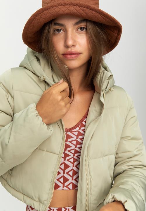 Cotton On - The recycled cropped mother puffer - asparagus