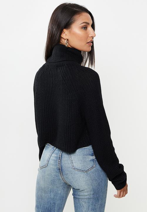 Missguided - Petite recycled batwing crop jumper - black