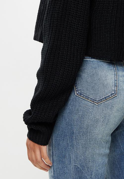 Missguided - Petite recycled batwing crop jumper - black