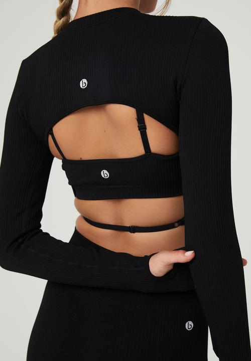 Cotton On - Seamless open back long sleeve top - black 