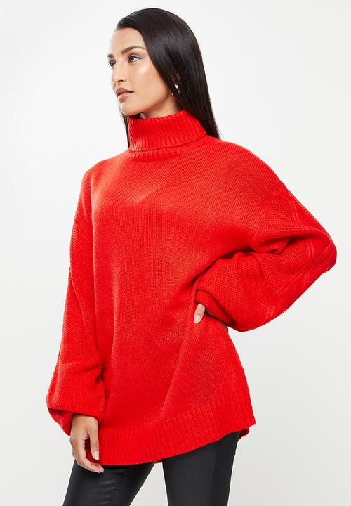 Missguided - Petite recycled cable sleeve jumper - red