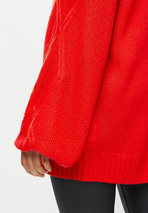Missguided - Petite recycled cable sleeve jumper - red