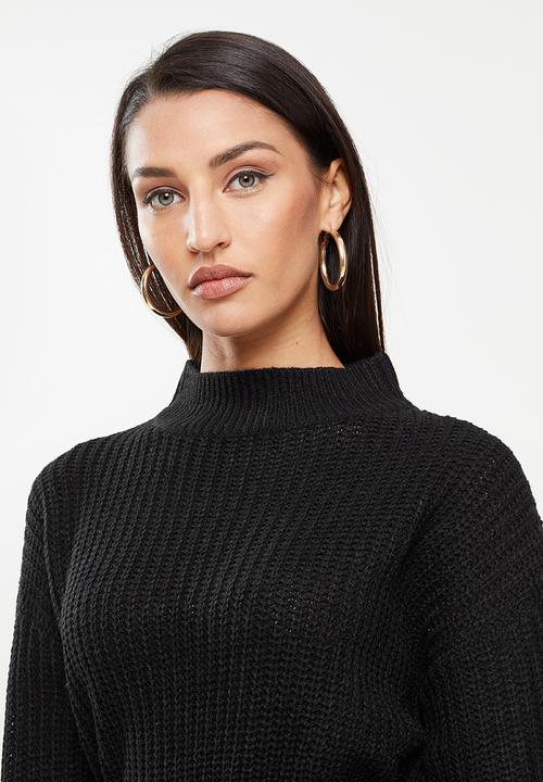 Missguided - Petite recycled high neck dress with belt - black