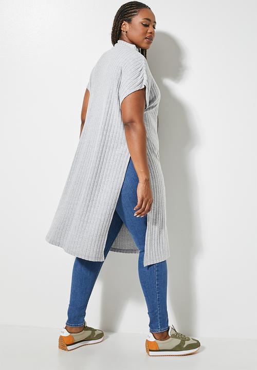 Superbalist - Cut & sew deep slit tunic - grey melange