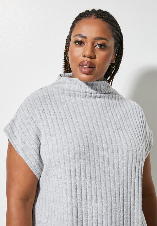 Superbalist - Cut & sew deep slit tunic - grey melange