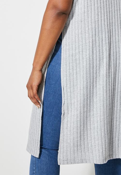 Superbalist - Cut & sew deep slit tunic - grey melange