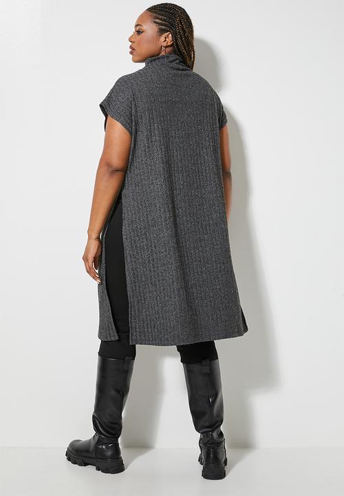 Superbalist - Cut & sew deep slit tunic - charcoal melange
