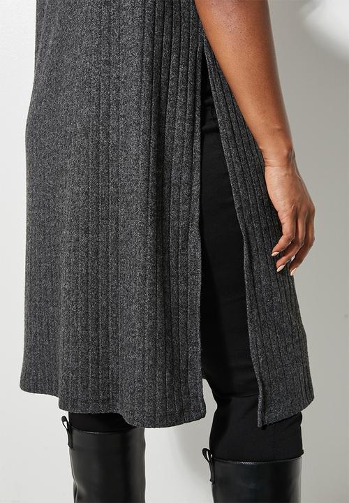 Superbalist - Cut & sew deep slit tunic - charcoal melange