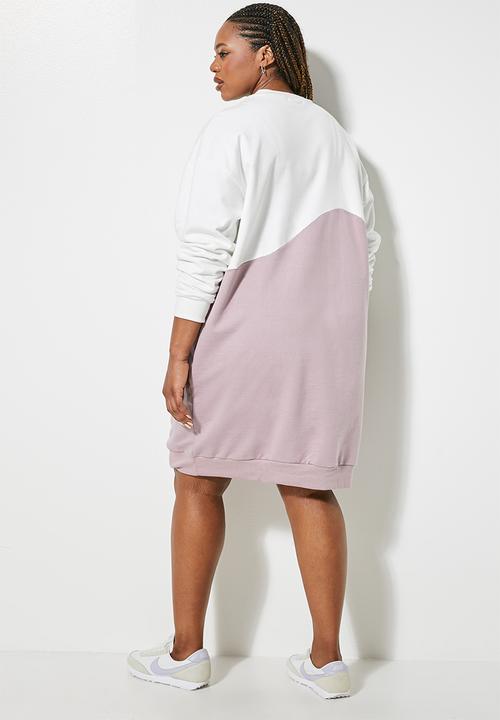 Superbalist - Colourblock sweat dress - mocha & ecru