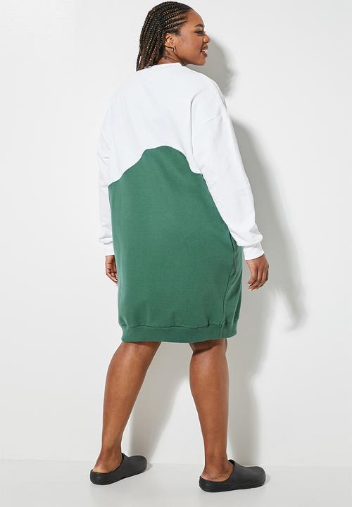 Superbalist - Colourblock sweat dress - green & white