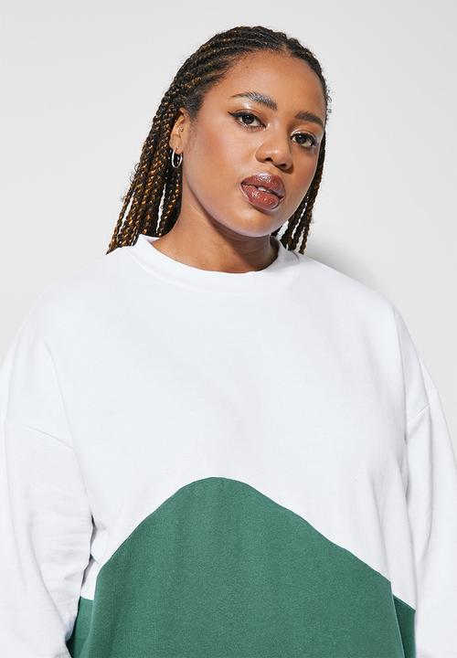 Superbalist - Colourblock sweat dress - green & white