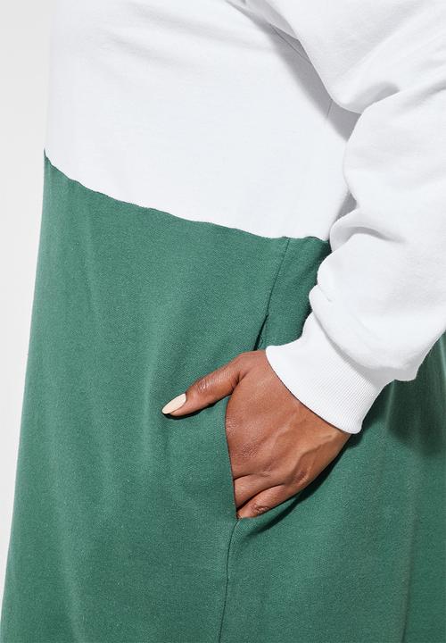 Superbalist - Colourblock sweat dress - green & white
