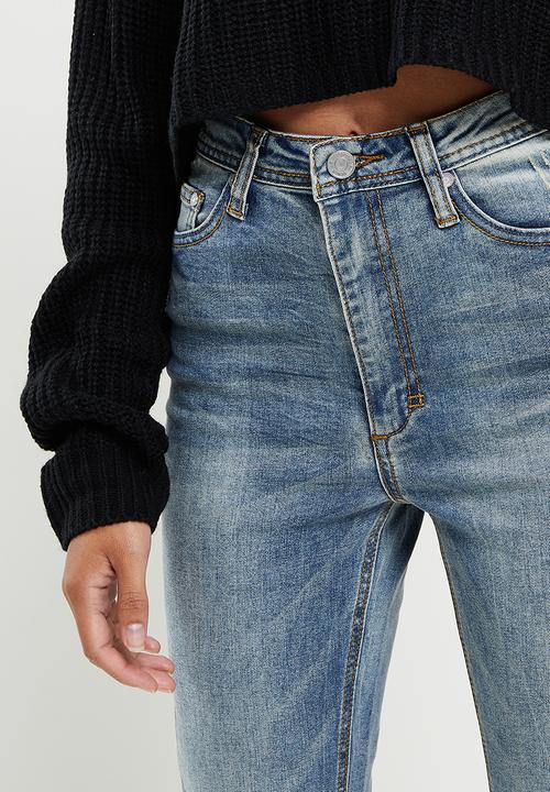 Missguided - Petite sinner rip jean vintage - light blue