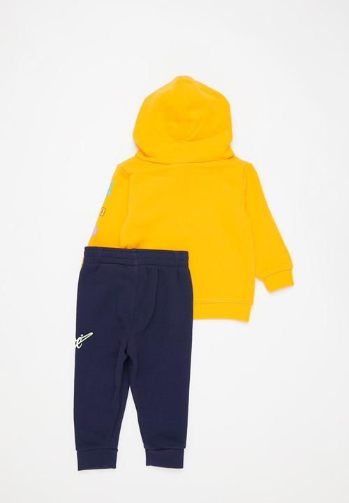 Nike - Nkb flower child po hoodie set - navy & yellow 