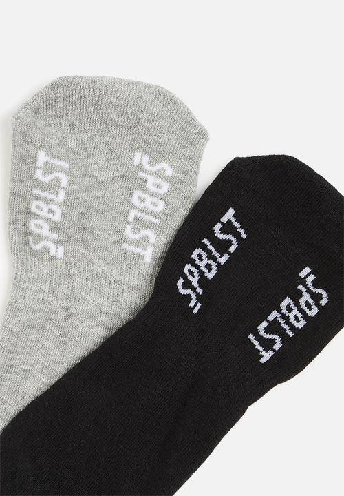 Superbalist - 2 Pack branded secret socks - black & grey