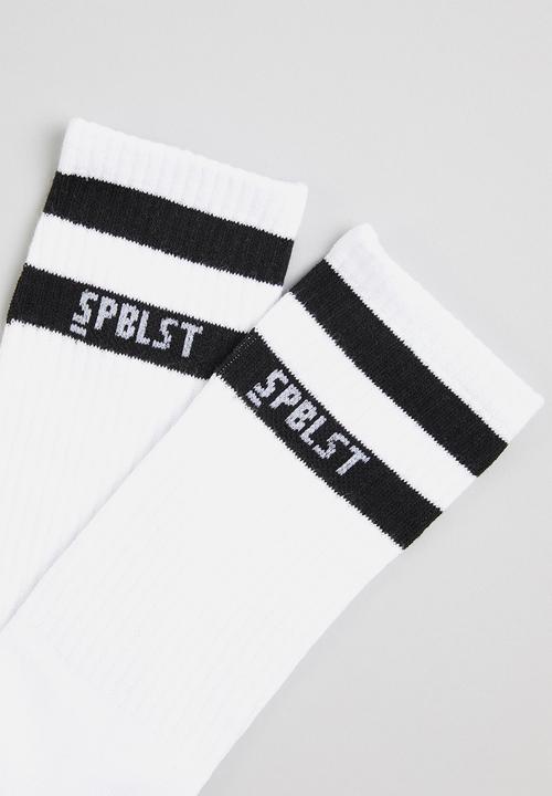 Superbalist - 2 Pack branded ribbed crew socks - white