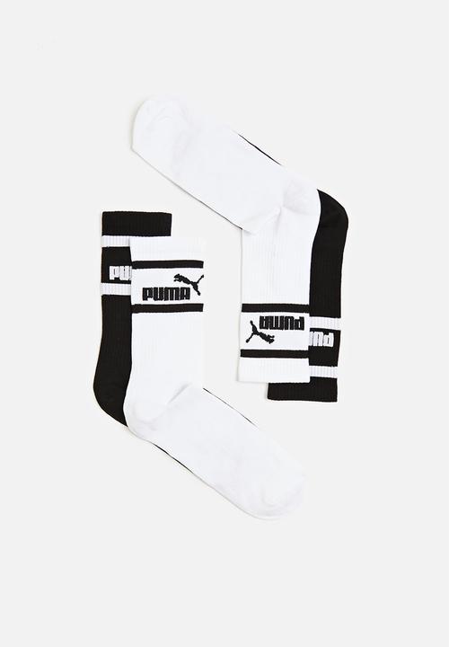 PUMA - Mens 2 pack brand socks - black & white