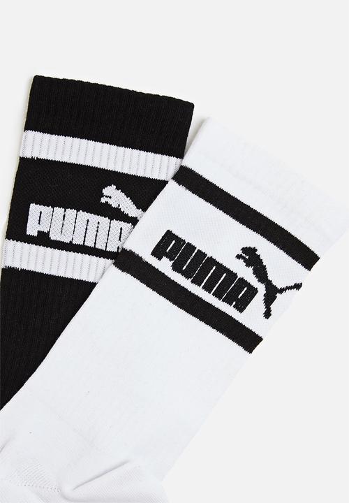 PUMA - Mens 2 pack brand socks - black & white