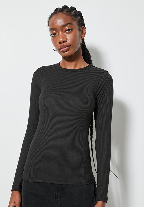 Superbalist - 2-Pack fine rib crew neck tops - black & mink