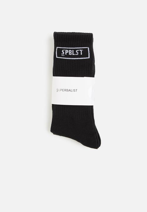 Superbalist - 2 Pack branded ribbed crew socks - black