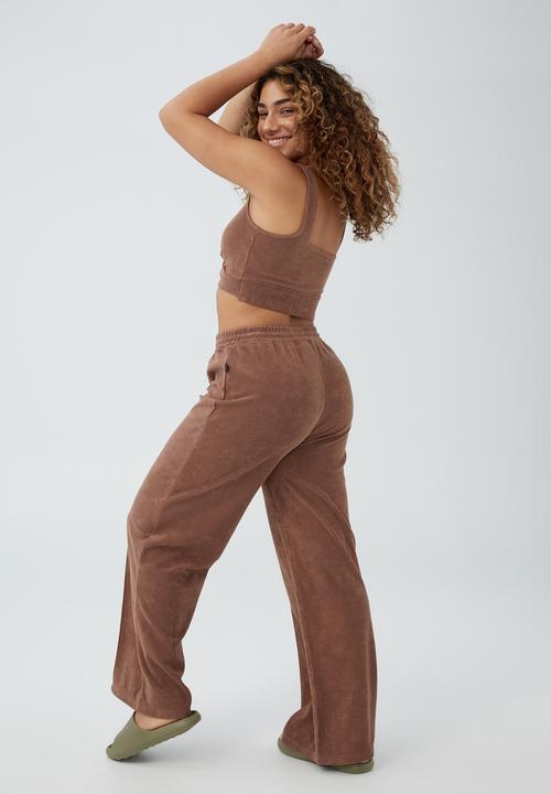 Cotton On - Sweat to swim wide leg pant - toasted hazelnut