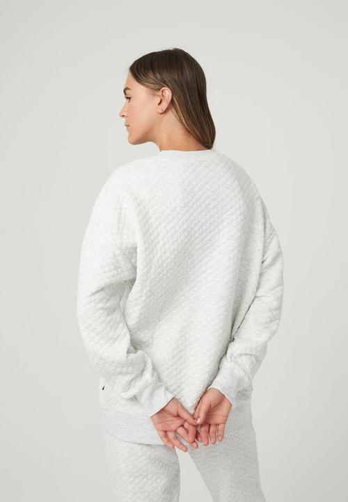 Cotton On - Quilted oversized crew - cloudy grey marle quilted