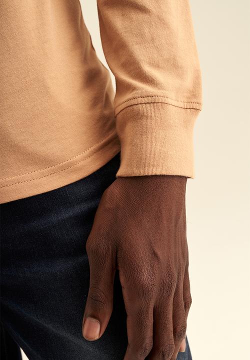 POLO - Men embossed ls tee - camel