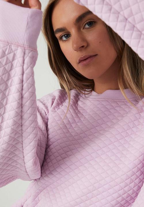 Cotton On - Quilted oversized crew - pink orchid quilted
