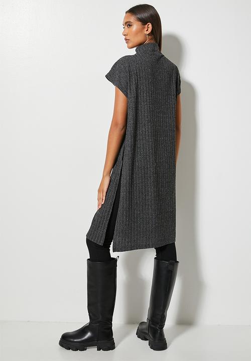 Superbalist - Cut & sew deep slit tunic - charcoal 
