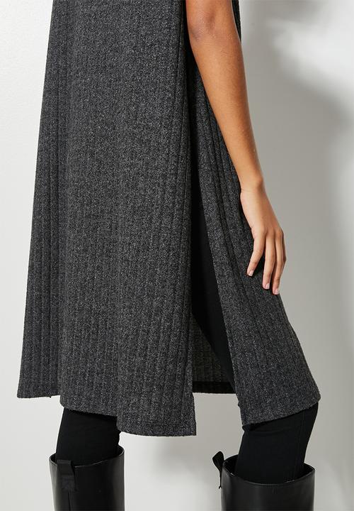 Superbalist - Cut & sew deep slit tunic - charcoal 