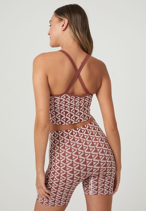 Cotton On - Seamless jacquard bike short - geo triangle baked clay