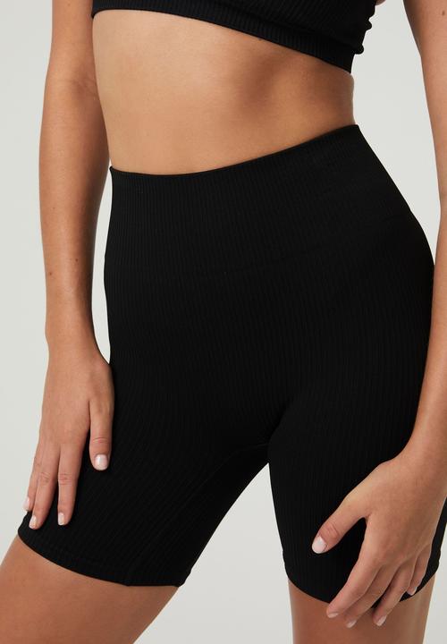 Cotton On - Seamless jacquard bike short - black rib