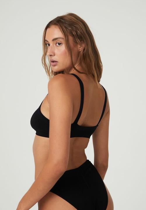 Cotton On - Seamless gathered bralette - black