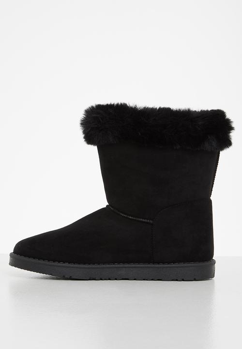 Jada - Faux shearling ankle boot - black