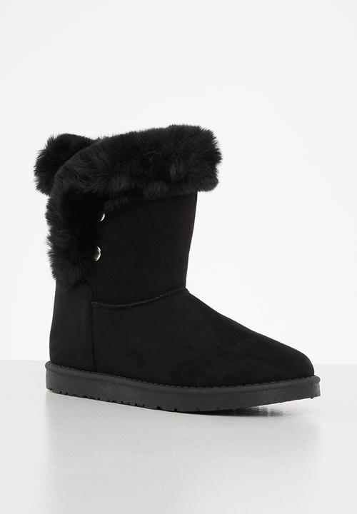 Jada - Faux shearling ankle boot - black