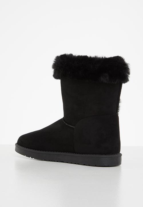 Jada - Faux shearling ankle boot - black