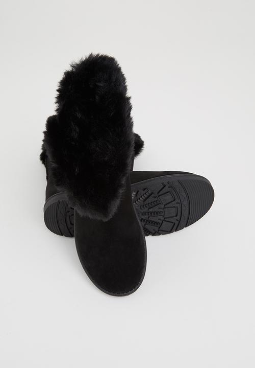 Jada - Faux shearling ankle boot - black