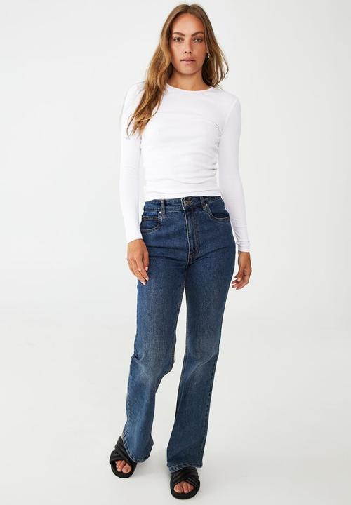 Cotton On - The one organic rib crew long sleeve top - white