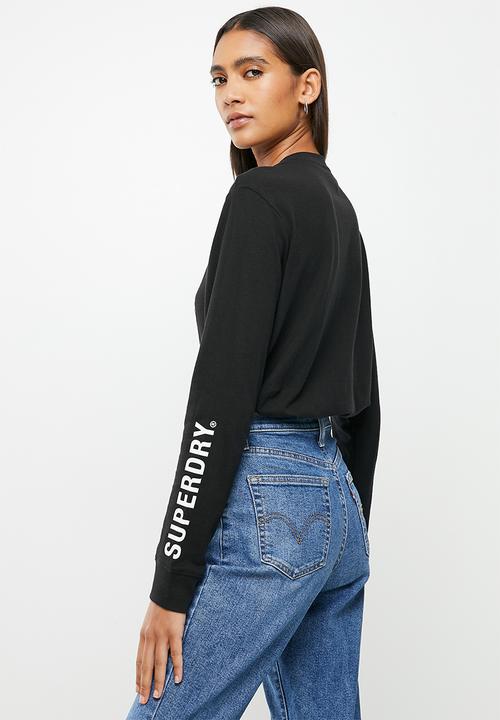 Superdry. - Superdry code logo che long sleeve top - black