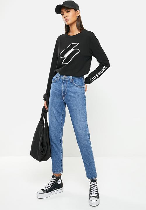 Superdry. - Superdry code logo che long sleeve top - black