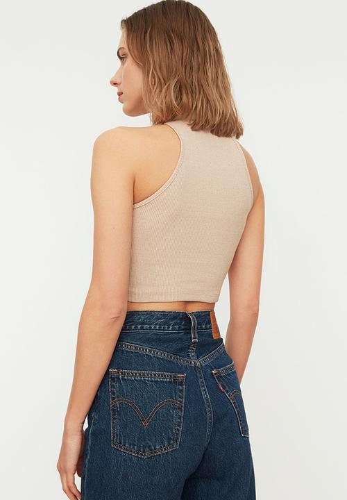 Trendyol - Straight collar knitted blouse  - stone
